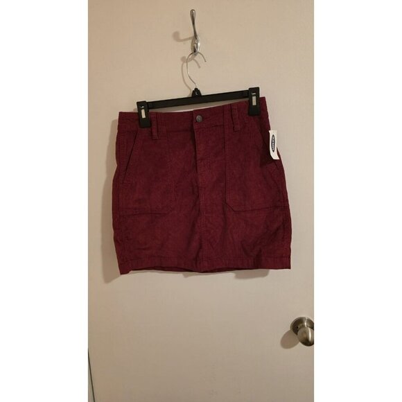 Old Navy Mini Skirt Womens Size Small Red Corduroy Pockets NWT Y2K Academia - Picture 1 of 9